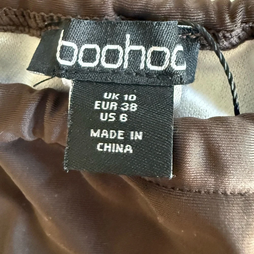 BOOHOO Brown Ring-Detail Triangle Bikini Top & Tie-Side Bottoms - NEW - Size 6
